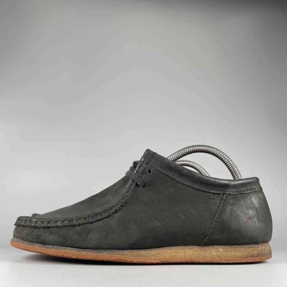 Men's 7.5 Women's 9 Clarks Originals Wallabees Black Leather Lace Up Shoes GUC
